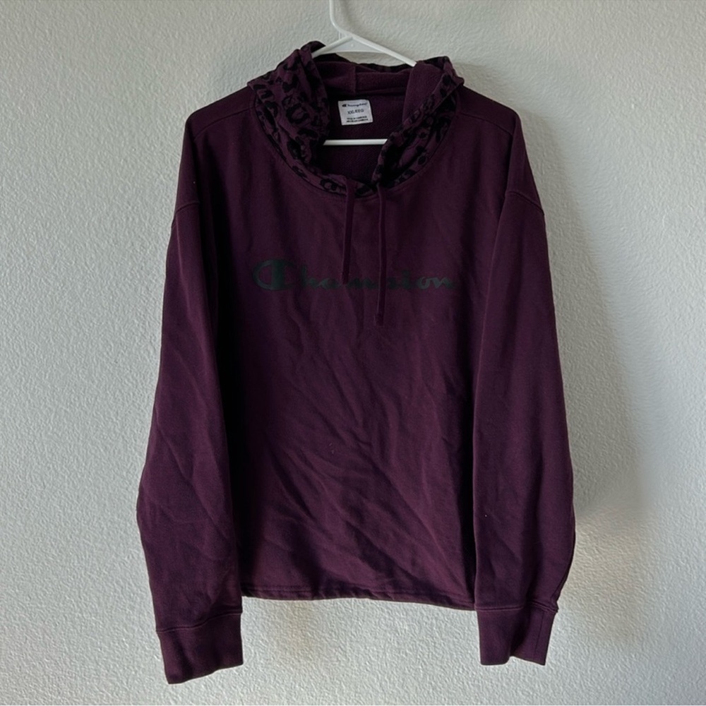Champion purple hoodie with leopard print-plus size!